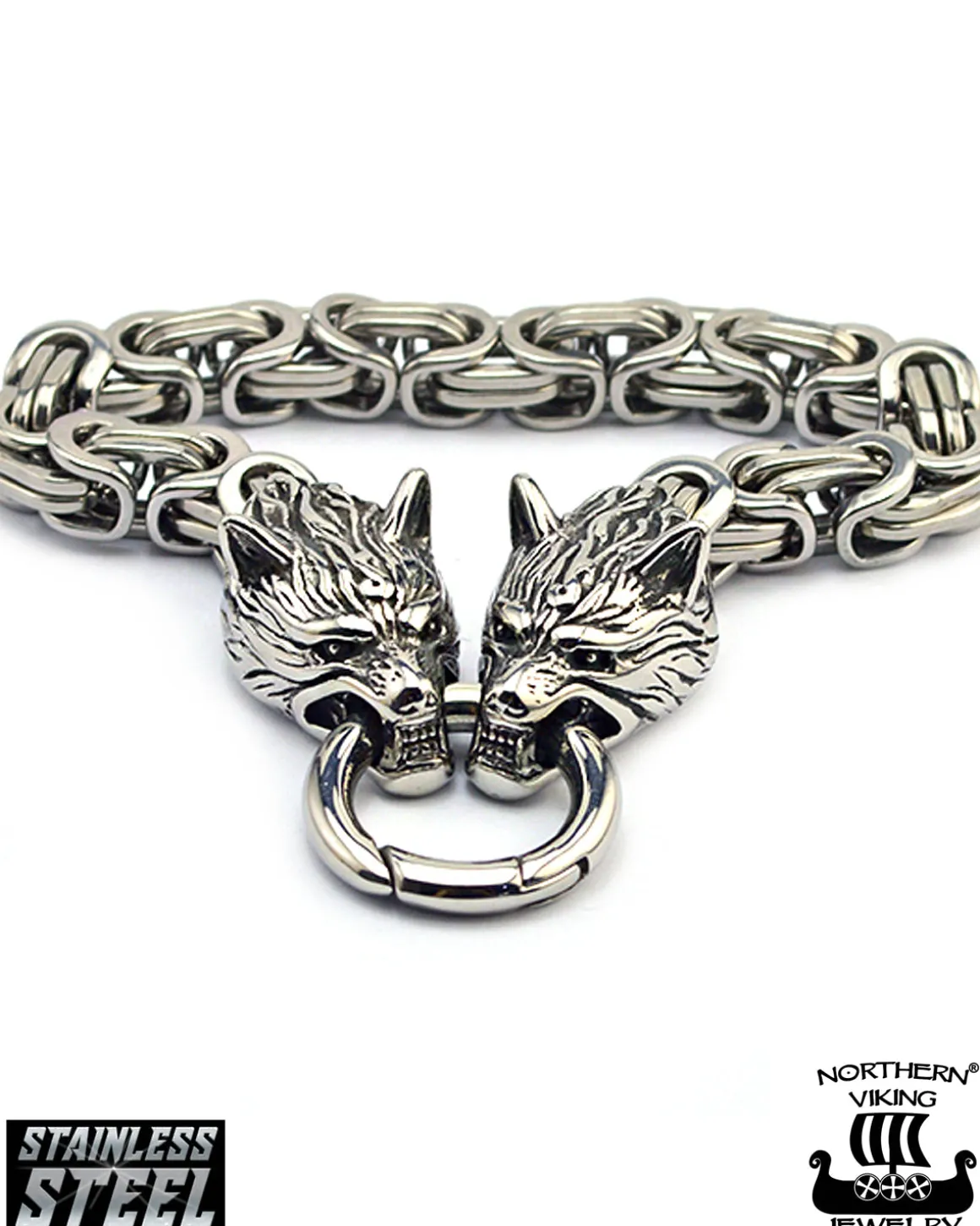 Clasp Byzantine Wolf Head rannekoru - Teräs