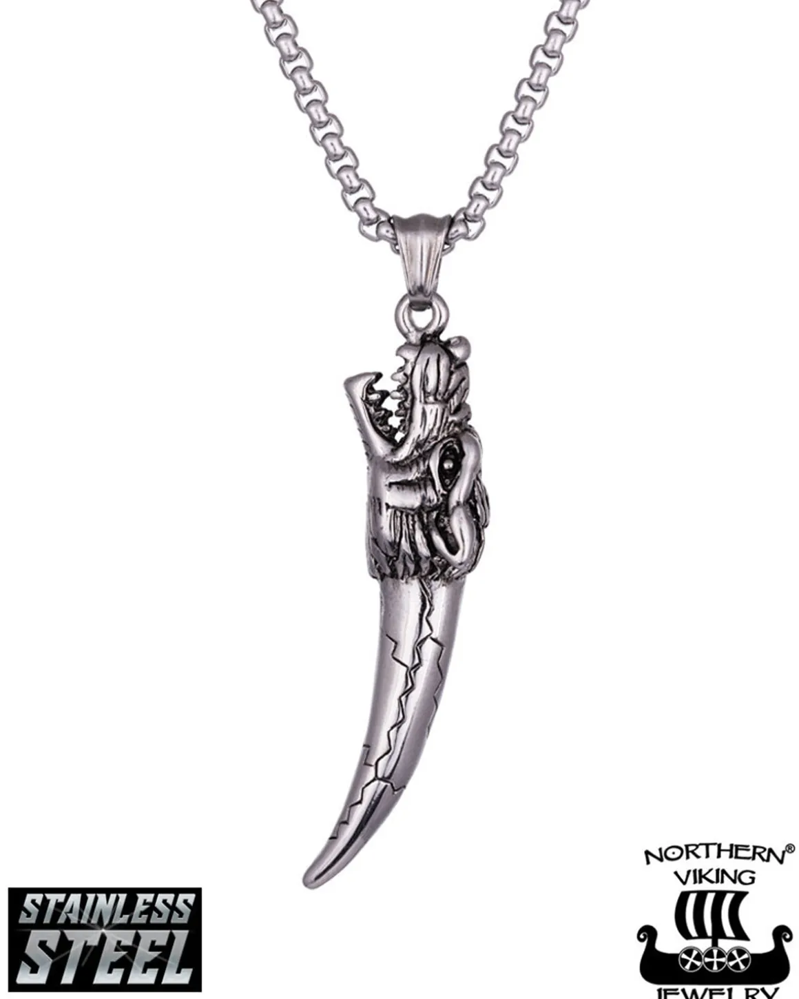 Fenrir Wolf Tooth kaulakoru - Teräs