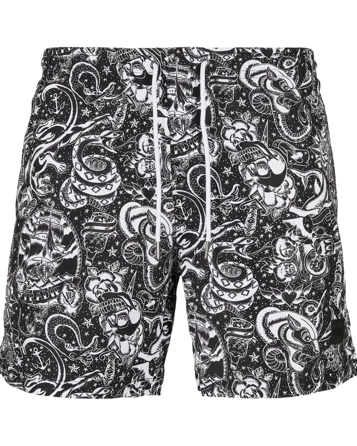 Pattern Tattoo uimashortsit - Musta/Valkoinen