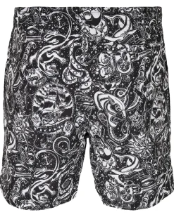 Pattern Tattoo uimashortsit - Musta/Valkoinen