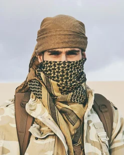 Shemag huivi - Kameli/Musta