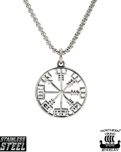 Viikinkikompassi Vegvisir kaulakoru - Teräs